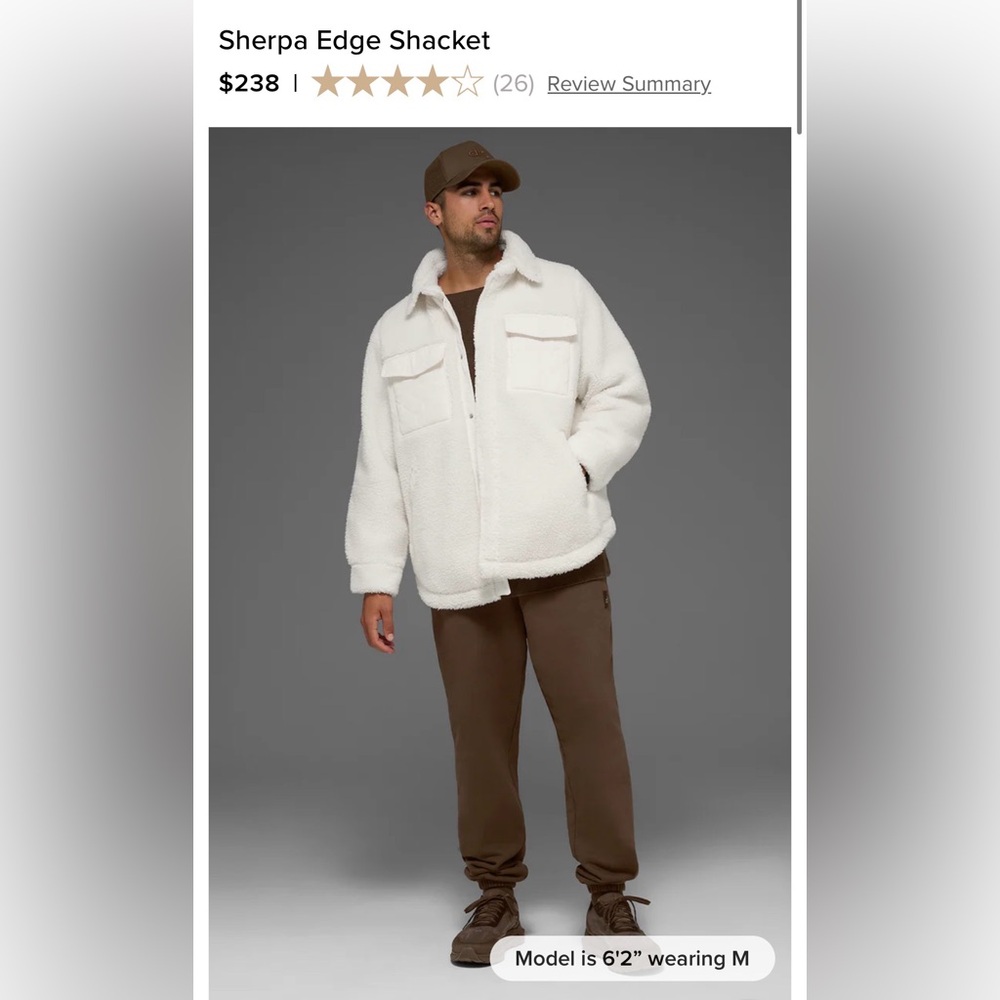 ALO Yoga Men's Cream Sherpa Jacket